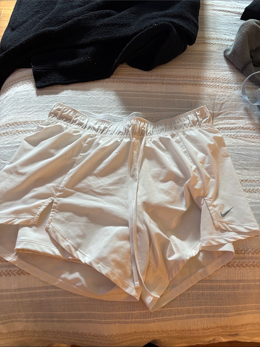 Nike White Women's Athletic Gym Shorts with Swoosh